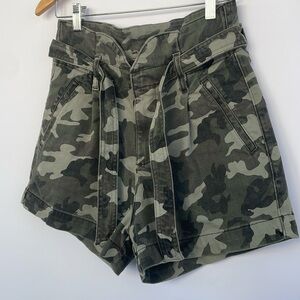 DL1961 Premium Denim Camile Belted Paper Bag Shorts Camo Women's Camo Size 26